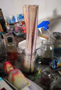 editDSC_3136 rolled paper in a jam jar of dye dregs
